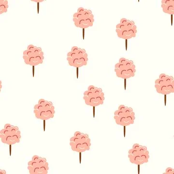 A seamless pattern with a CIRCUS theme. Festive balloons, cotton candy, balls Stock Illustration