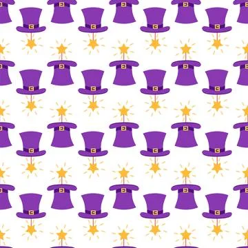 Seamless pattern with CIRCUS theme. magic hat, hare in hat, holiday balloons  스톡 일러스트