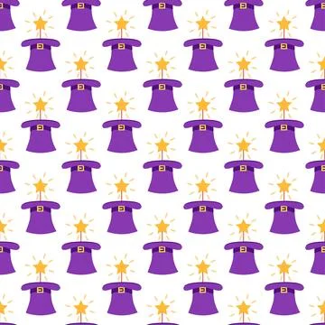 Seamless pattern with CIRCUS theme. magic hat, hare in hat, holiday balloons  Stock Illustration