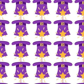 Seamless pattern with CIRCUS theme. magic hat, hare in hat, holiday balloons  Illustrazione stock