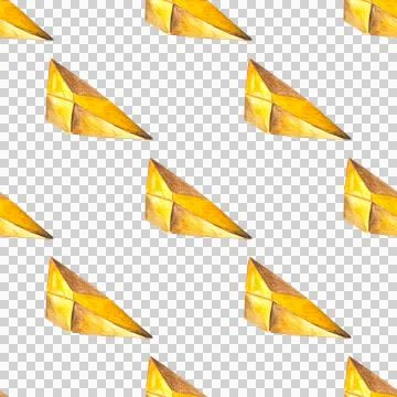 Seamless pattern of citrine, yellow topaz or golden beryl heliodor watercolor Stock Illustration