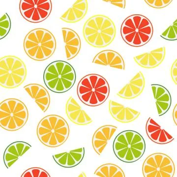 Seamless pattern with citrus fruit slices Stock Illustration