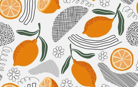 Seamless pattern with citrus fruits. Stock Illustration