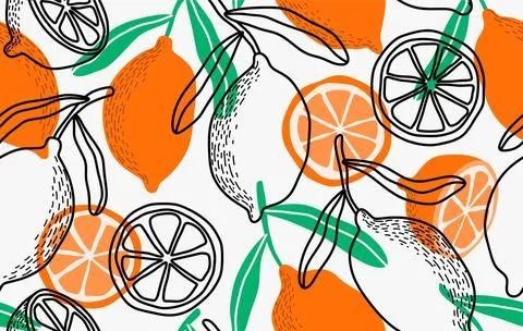 Seamless pattern with citrus fruits. Illustrazione stock