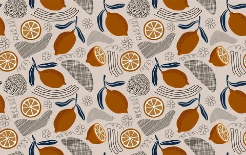 Seamless pattern with citrus fruits. イラスト素材