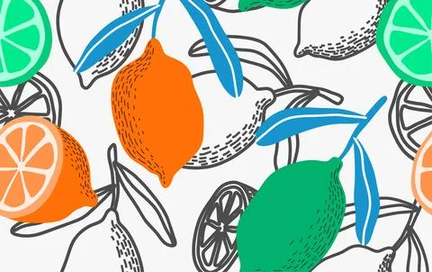 Seamless pattern with citrus fruits. Stock Illustration