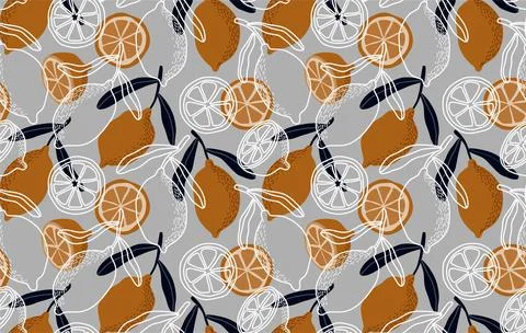 Seamless pattern with citrus fruits. Illustrazione stock