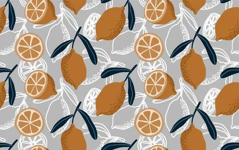 Seamless pattern with citrus fruits. Illustrazione stock