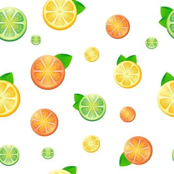 Seamless pattern with citrus fruits. Stock Illustration