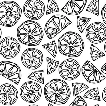 Seamless Pattern of Citrus Lemon, Orange, Lime, Grapefruite. Stock Illustration