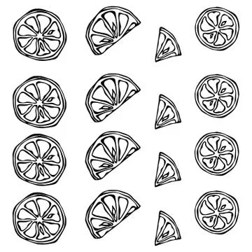 Seamless Pattern of Citrus Lemon, Orange, Lime, Grapefruite. Stock Illustration