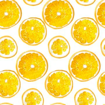 Seamless pattern with citrus orange fruit circles made in vector graphic desi Stock Illustration