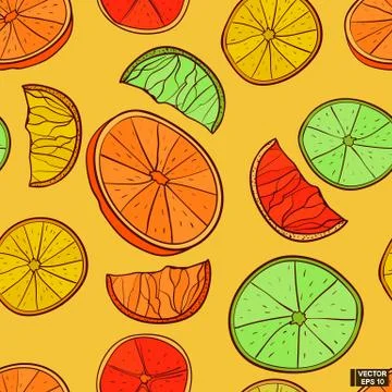 Seamless pattern with citrus slices. Stockillustratie