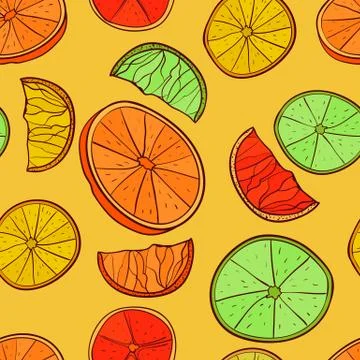 Seamless pattern with citrus slices. Stock Illustration