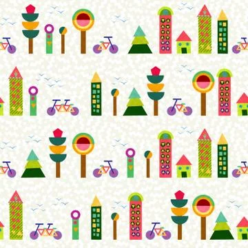Seamless pattern city background geometry colorful Stock Illustration