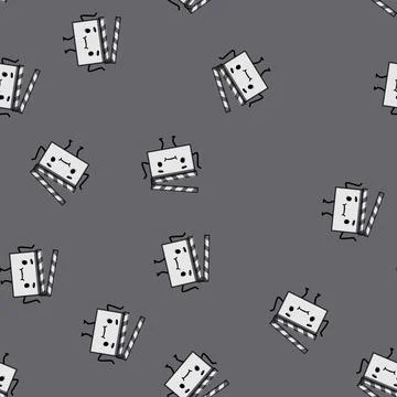 Seamless pattern clap clapper board character cartoon vector Stock Illustration