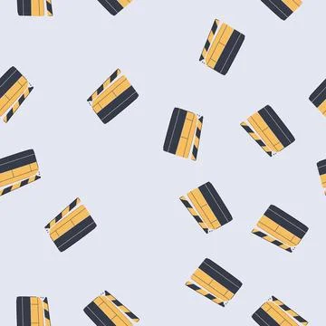 Seamless pattern clap clapperboard cartoon vector Stock Illustration