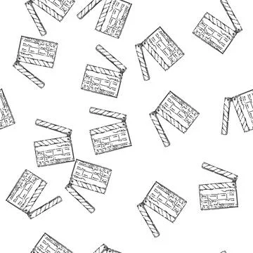 Seamless pattern clapper board sketch hand drawn Stock Illustration