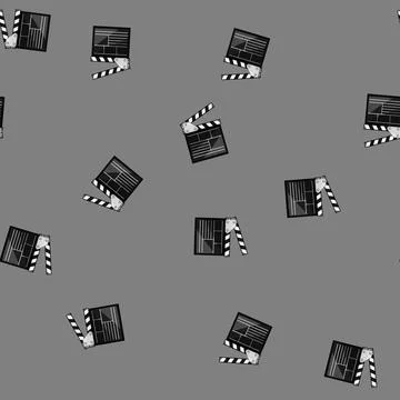 Seamless pattern clapper clapperboard cartoon vector Stock Illustration