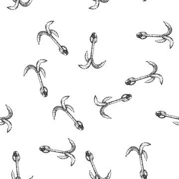 Seamless pattern classic anchor sketch hand drawn Stock Illustration