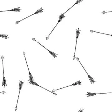 Seamless pattern classic arrow sketch hand drawn Stock Illustration