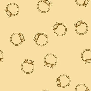 Seamless pattern Classic brass ring pull drawer handle design Stock Illustration