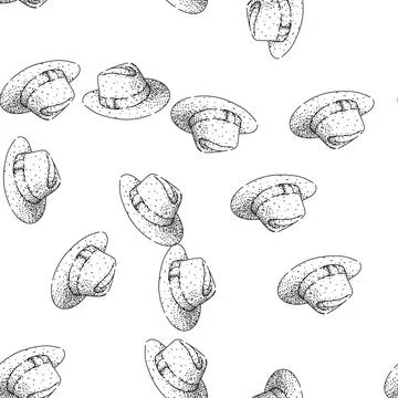 Seamless pattern classic derby hat sketch hand drawn Illustrazione stock