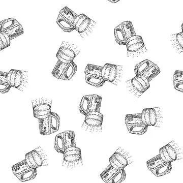 Seamless pattern classic flashlight sketch hand drawn black 库存插图