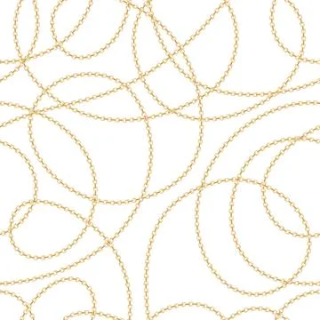 Seamless pattern of classic gold chains on white background. Fashion vector Stock Illustration