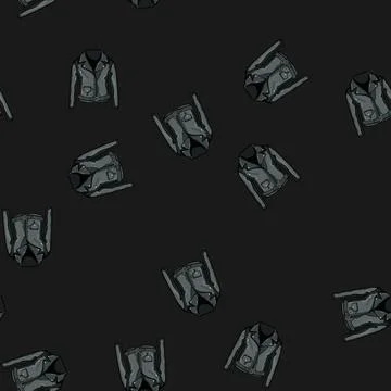 Seamless pattern classic leather jacket female cartoon vector イラスト素材