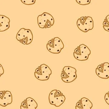Seamless pattern classic oatmeal cookies cartoon vector Stock Illustration