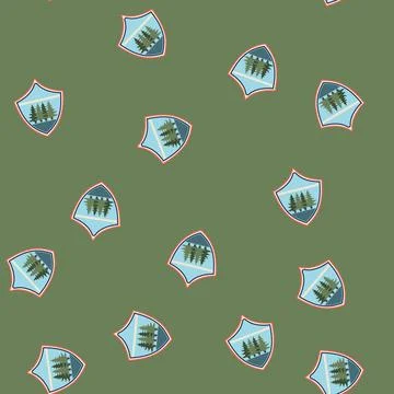 Seamless pattern classic retro forest badge cartoon vector Stock Illustration