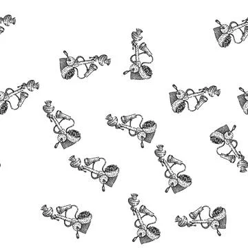 Seamless pattern classic rotary telephone sketch hand drawn 스톡 일러스트