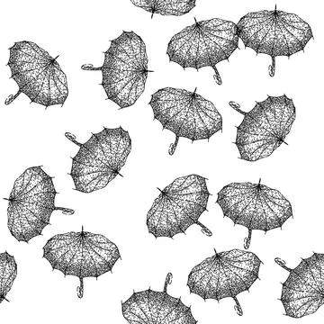 Seamless pattern classic umbrella sketch hand drawn Illustrazione stock