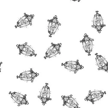 Seamless pattern classic vintage lantern sketch hand drawn Stock Illustration