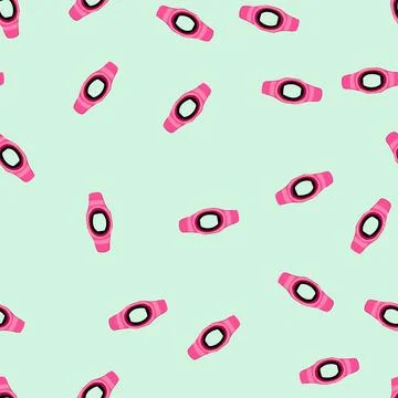 Seamless pattern classic watch wrist cartoon vector Stock Illustration