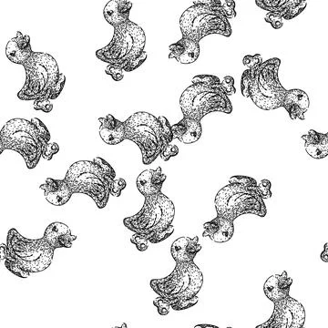 Seamless pattern classic wind up toy sketch hand drawn Illustrazione stock