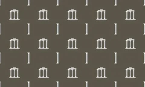 Seamless pattern of classical greek temple columns and pediments Stock Illustration