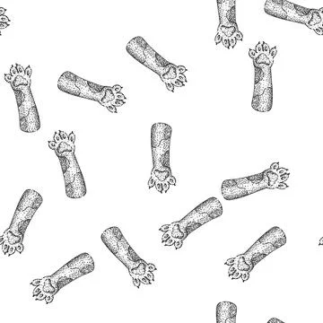 Seamless pattern claws cat paw sketch hand drawn Stock Illustration