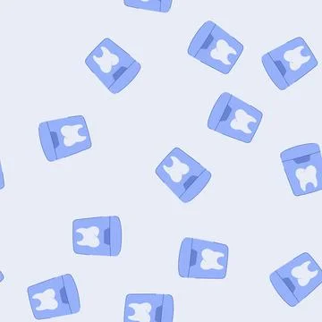 Seamless pattern clean dental floss cartoon vector Stock Illustration