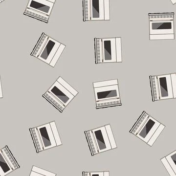 Seamless pattern clean kitchen stove cartoon vector Stock Illustration