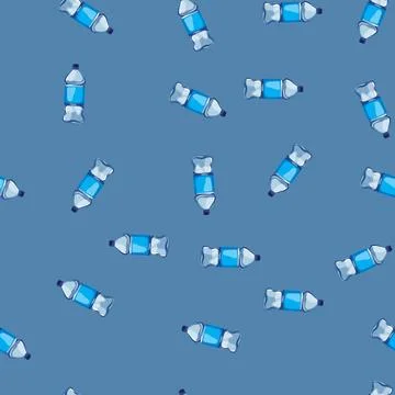 Seamless pattern clean mineral water bottle cartoon vector Illustrazione stock