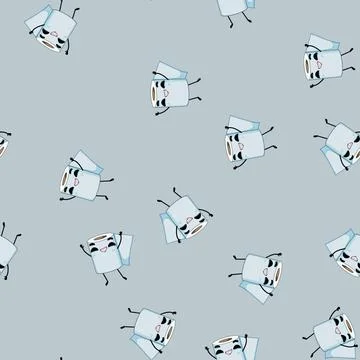 Seamless pattern clean toilet paper character cartoon vector Stock Illustration