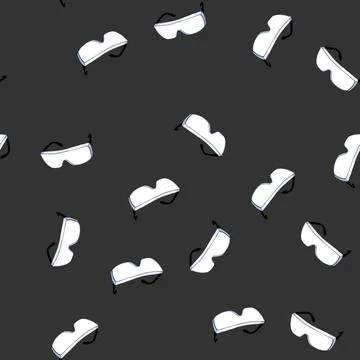 Seamless pattern Clear lensed safety glasses with black temples, essential pp Illustrazione stock
