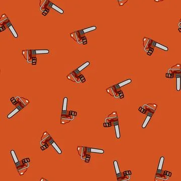 Seamless pattern climber chainsaw cartoon vector Stock Illustration