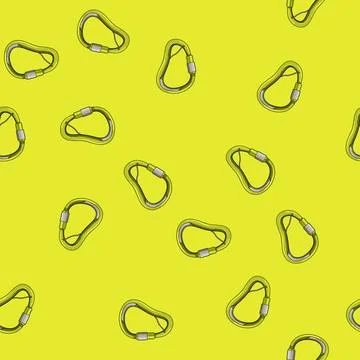 Seamless pattern climbing carabiner clip cartoon vector 스톡 일러스트