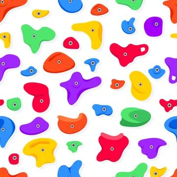 Seamless pattern of climbing grips or holds in the gym bouldering training flat Stock Illustration