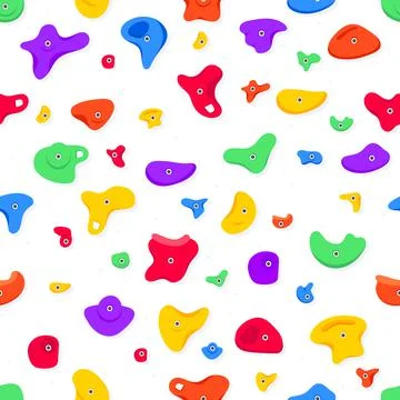 Seamless pattern of climbing grips or holds in the gym bouldering training flat Stock-Illustration