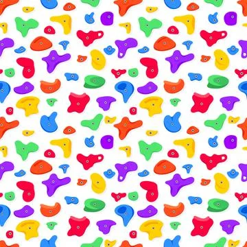 Seamless pattern of climbing grips or holds in the gym bouldering training flat Stock Illustration