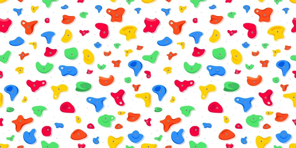 Seamless pattern of climbing grips or holds in the gym bouldering training flat Stock-Illustration